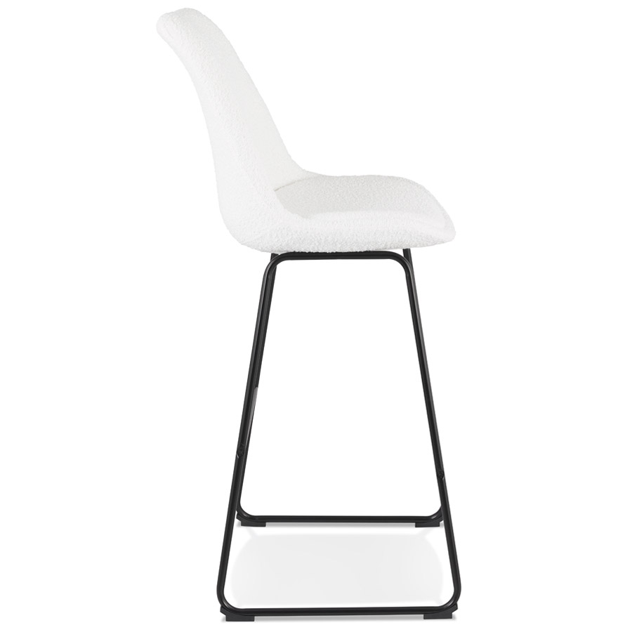 Kokoon Design ALICE' Bar Stool In White Pilled Fabric And Black Metal Sled Base