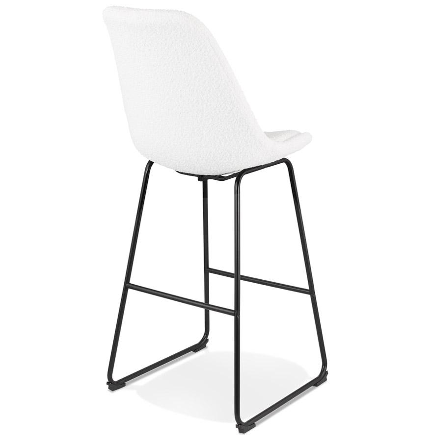 Kokoon Design ALICE' Bar Stool In White Pilled Fabric And Black Metal Sled Base