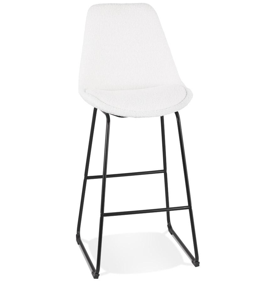 kokoon design ALICE' bar stool in white pilled fabric and black metal sled base