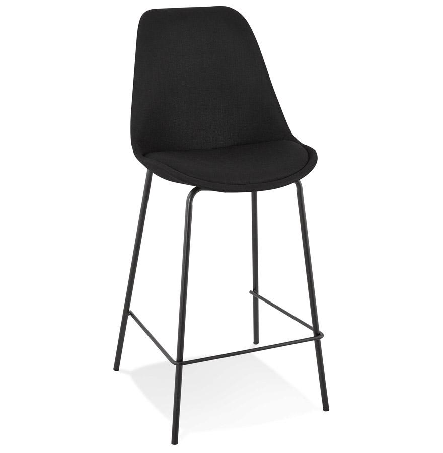 kokoon design ALOE MINI' mid-height snack stool in black fabric with metal base