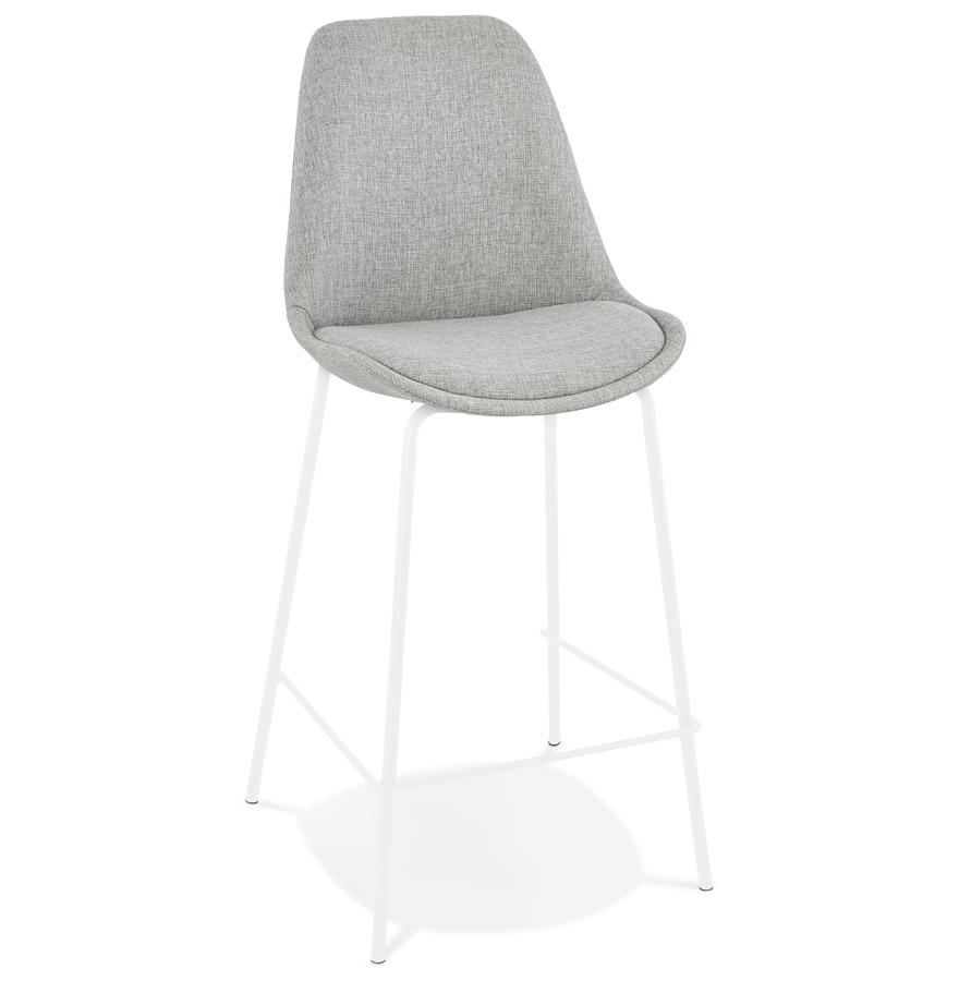 kokoon design ALOE MINI' mid-height snack stool in gray fabric with white metal base