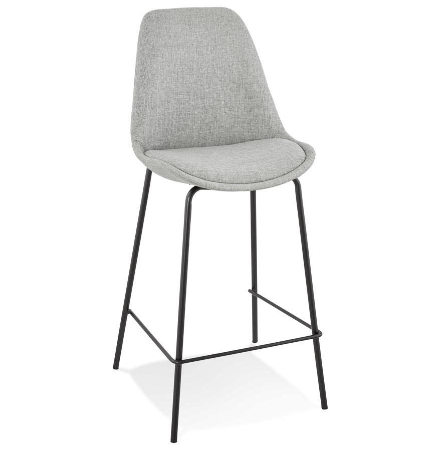 kokoon design ALOE MINI' mid-height snack stool in gray fabric with metal base
