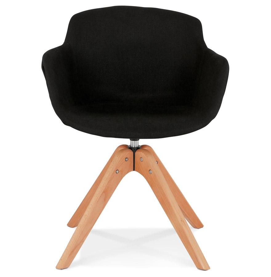 Kokoon Design AMOS' Chair With Armrests In Black Fabric And Natural Wood Legs