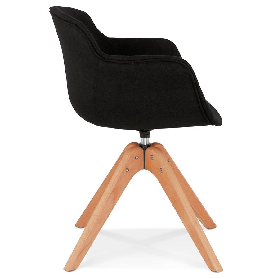 Kokoon Design AMOS' Chair With Armrests In Black Fabric And Natural Wood Legs
