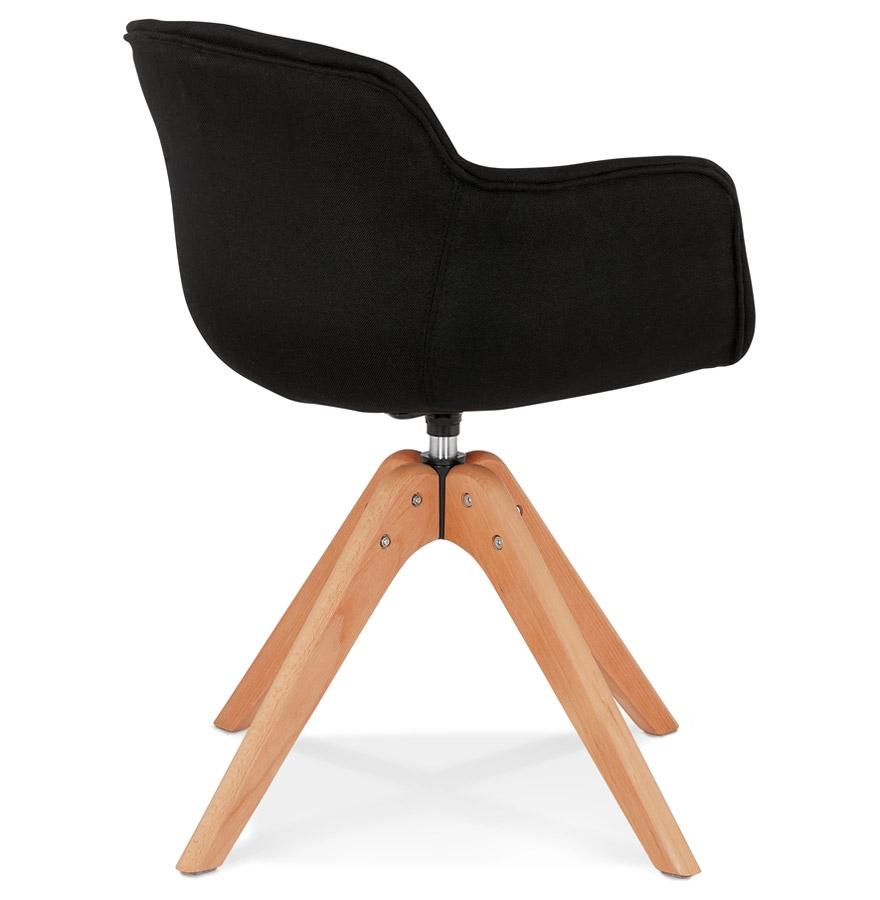Kokoon Design AMOS' Chair With Armrests In Black Fabric And Natural Wood Legs
