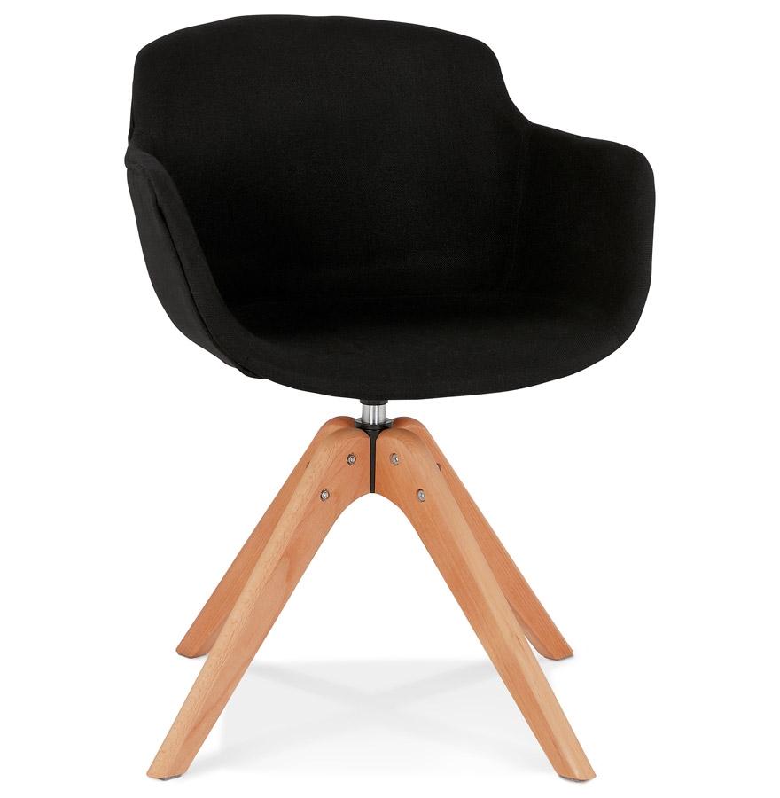 kokoon design AMOS' chair with armrests in black fabric and natural wood legs