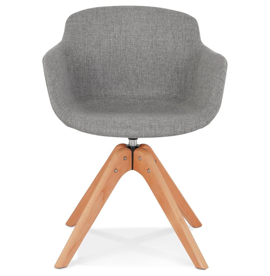 Kokoon Design AMOS' Chair With Armrests In Gray Fabric And Natural Wood Legs