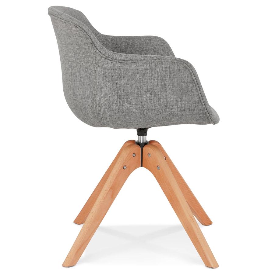 Kokoon Design AMOS' Chair With Armrests In Gray Fabric And Natural Wood Legs