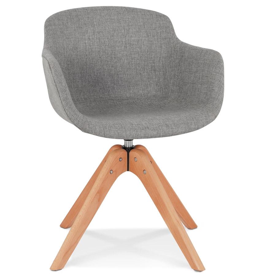 kokoon design AMOS' chair with armrests in gray fabric and natural wood legs