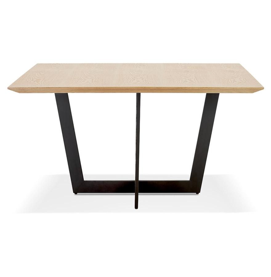 Kokoon Design ANITA' Square Dining Room Table In Natural Finish Wood And Black Metal - 140x140 Cm