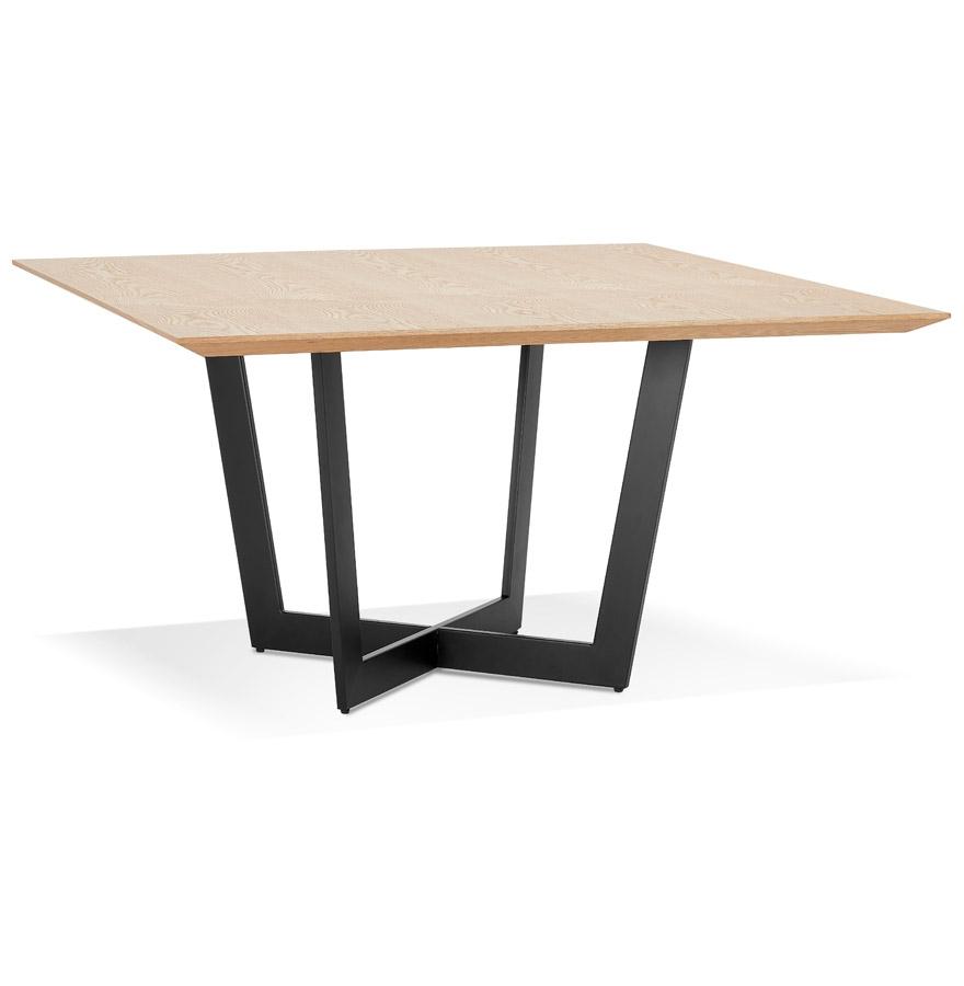 kokoon design ANITA' square dining room table in natural finish wood and black metal - 140x140 cm