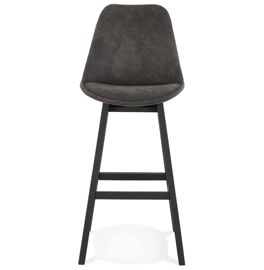 Kokoon Design ASPEN' Bar Stool In Gray Microfiber And Black Wooden Legs