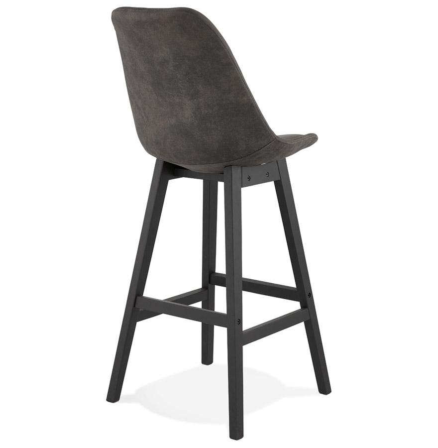 Kokoon Design ASPEN' Bar Stool In Gray Microfiber And Black Wooden Legs