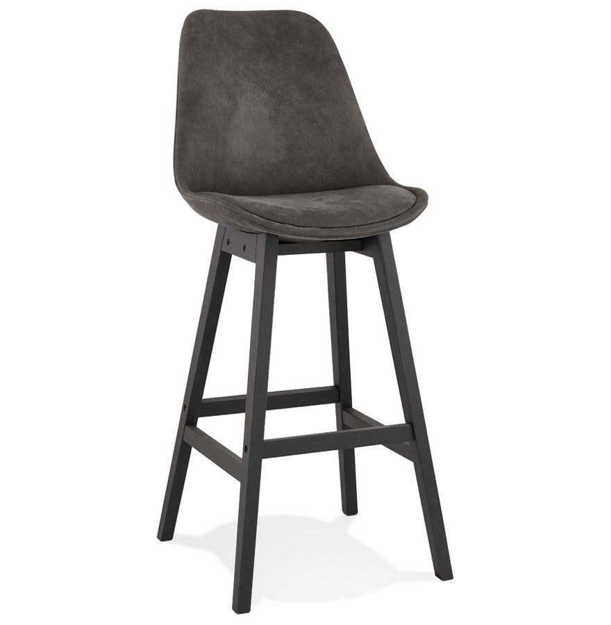 kokoon design ASPEN' bar stool in gray microfiber and black wooden legs