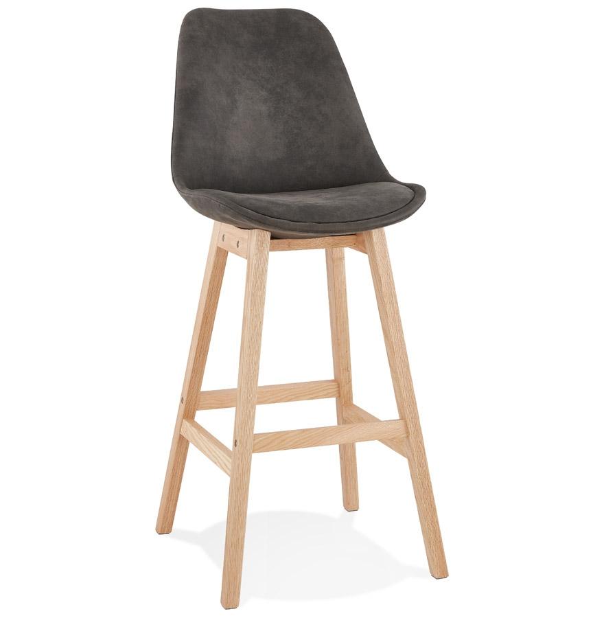 kokoon design ASPEN' bar stool in gray microfiber and natural wood legs