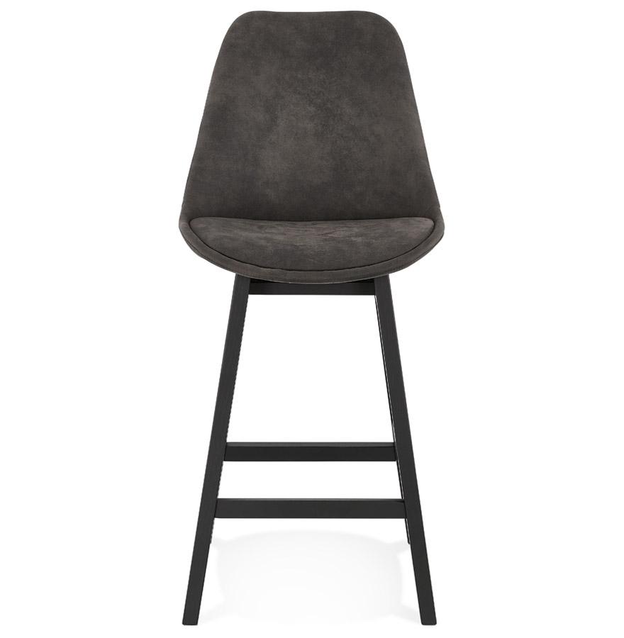 Kokoon Design ASPEN MINI' Mid-height Snack Stool In Gray Microfiber And Black Wooden Legs