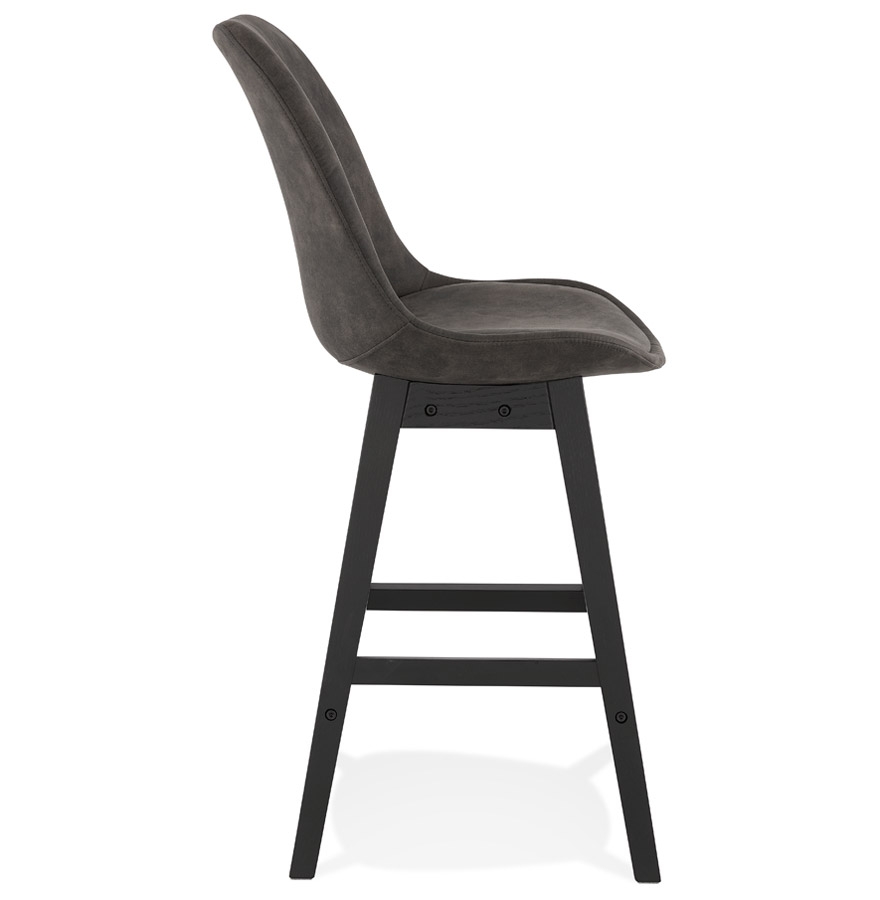 Kokoon Design ASPEN MINI' Mid-height Snack Stool In Gray Microfiber And Black Wooden Legs