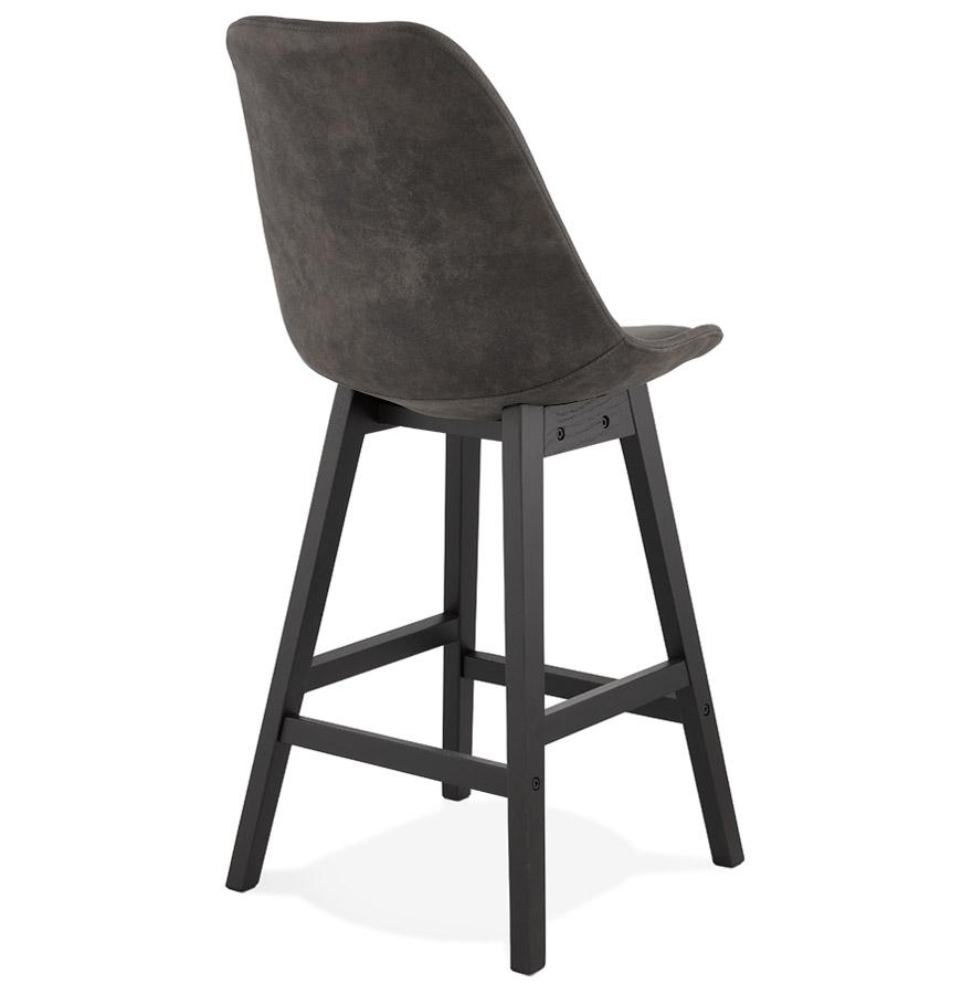 Kokoon Design ASPEN MINI' Mid-height Snack Stool In Gray Microfiber And Black Wooden Legs