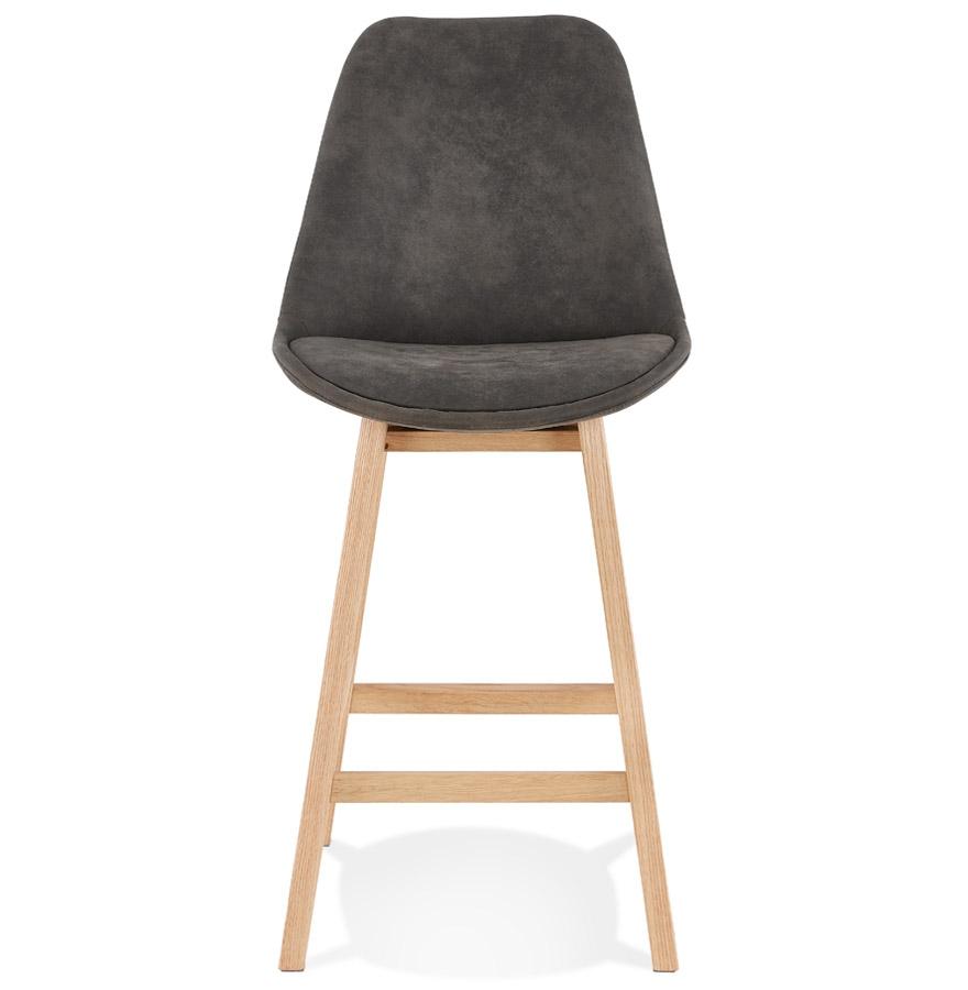 Kokoon Design ASPEN MINI' Mid-height Snack Stool In Gray Microfiber And Natural Wood Legs