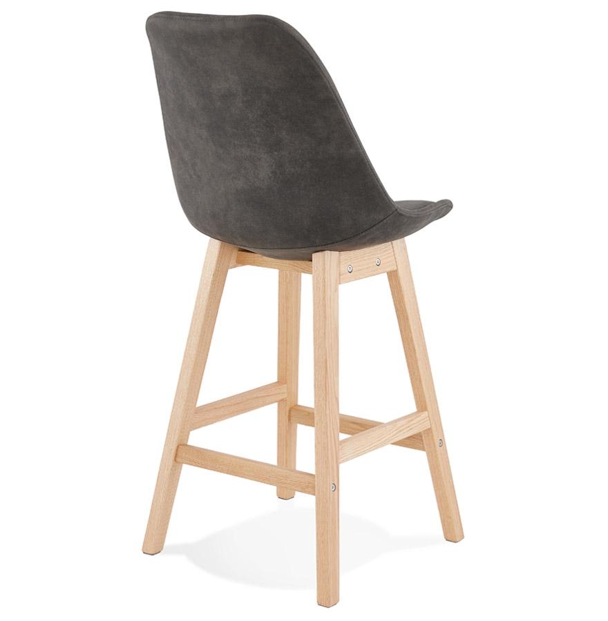 Kokoon Design ASPEN MINI' Mid-height Snack Stool In Gray Microfiber And Natural Wood Legs