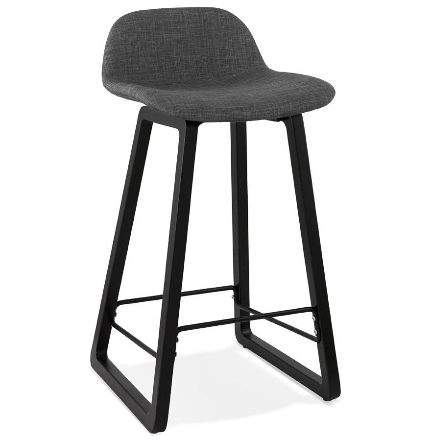 kokoon design BALTIK MINI' mid-height snack stool in gray fabric and black wooden legs