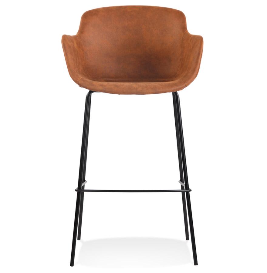 Kokoon Design Bar Stool With Armrests 'CALVIN' In Brown Microfiber