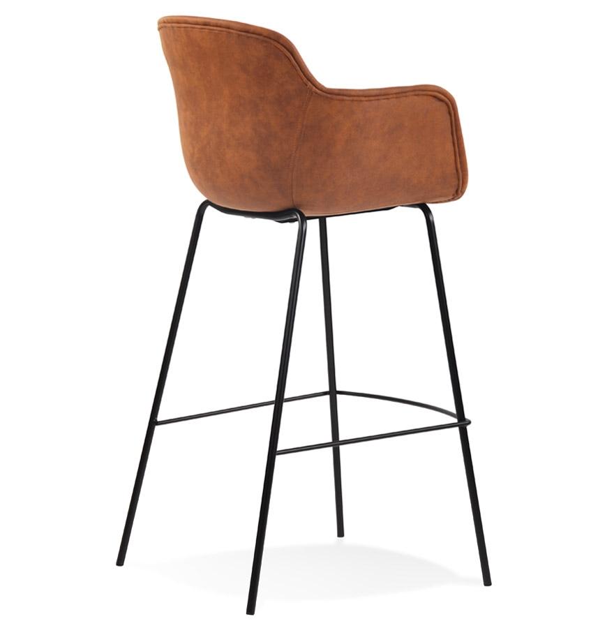 Kokoon Design Bar Stool With Armrests 'CALVIN' In Brown Microfiber