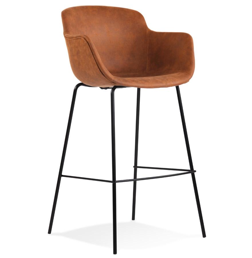 kokoon design Bar stool with armrests 'CALVIN' in brown microfiber kokoon design Bar stool with armrests 'CALVIN' in brown microfiber