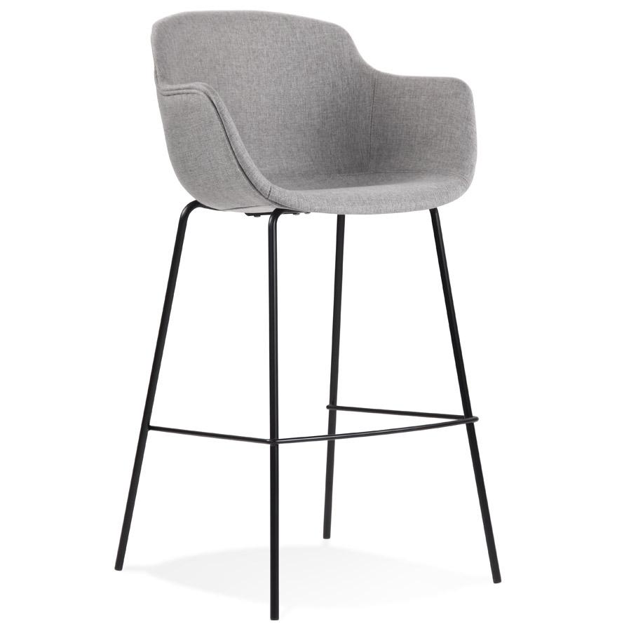 kokoon design Bar stool with armrests 'FORTI' in light gray fabric