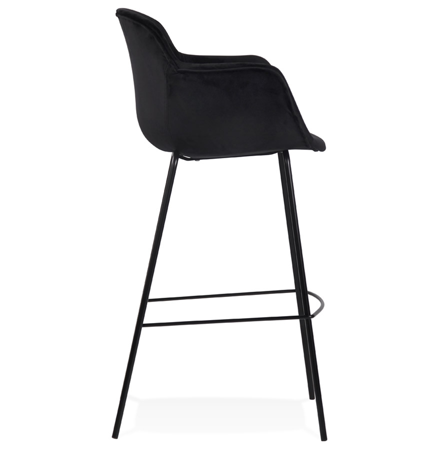 Kokoon Design Bar Stool With Armrests 'LARISSA' In Black Velvet