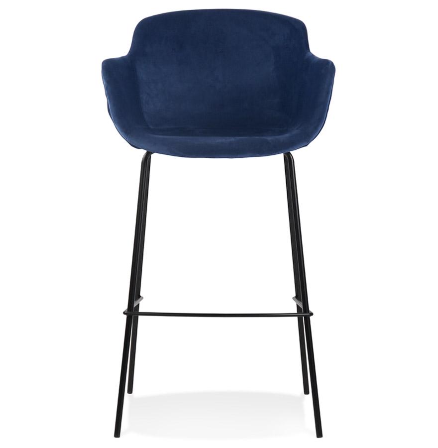Kokoon Design Bar Stool With Armrests 'LARISSA' In Blue Velvet