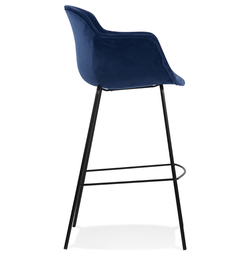 Kokoon Design Bar Stool With Armrests 'LARISSA' In Blue Velvet