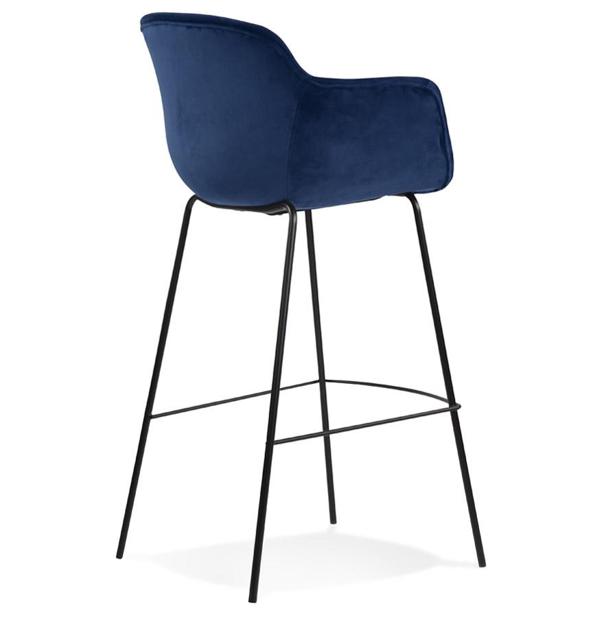Kokoon Design Bar Stool With Armrests 'LARISSA' In Blue Velvet