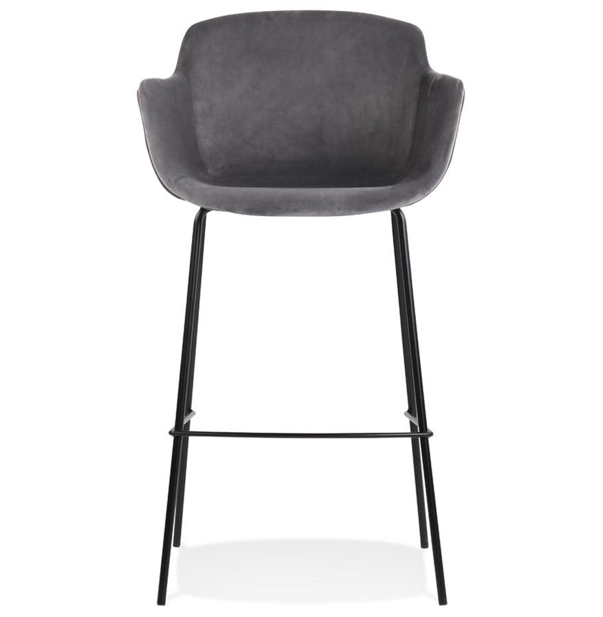 Kokoon Design Bar Stool With Armrests 'LARISSA' In Gray Velvet