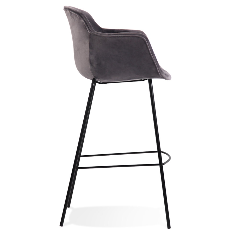 Kokoon Design Bar Stool With Armrests 'LARISSA' In Gray Velvet