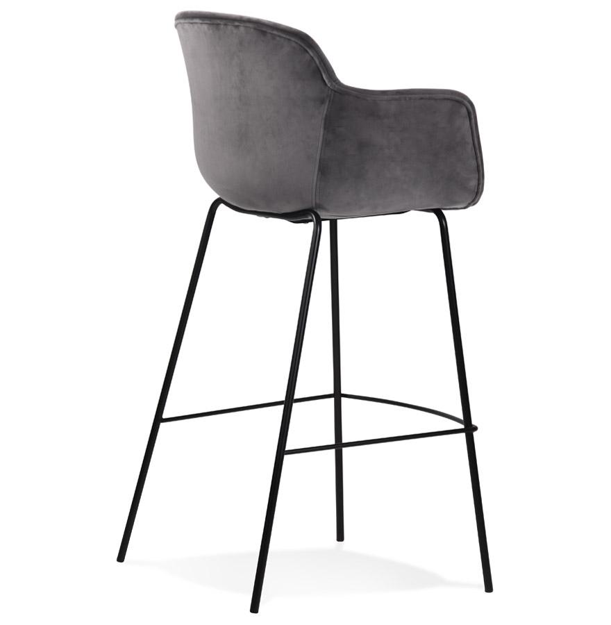 Kokoon Design Bar Stool With Armrests 'LARISSA' In Gray Velvet