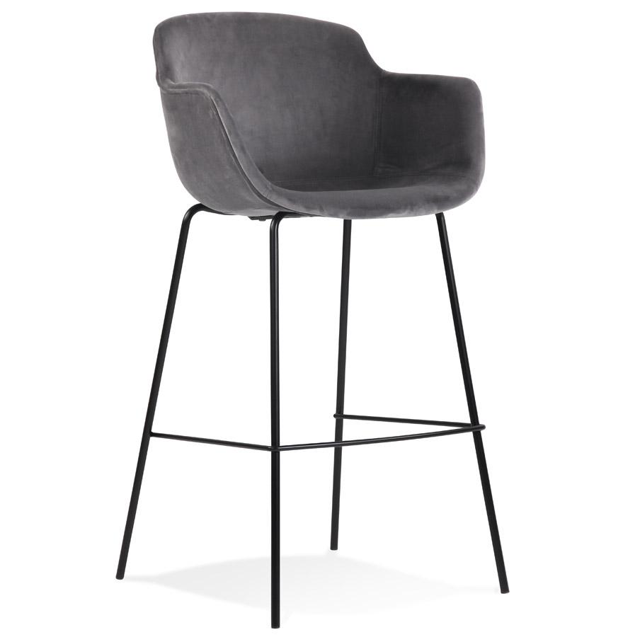 kokoon design Bar stool with armrests 'LARISSA' in gray velvet
