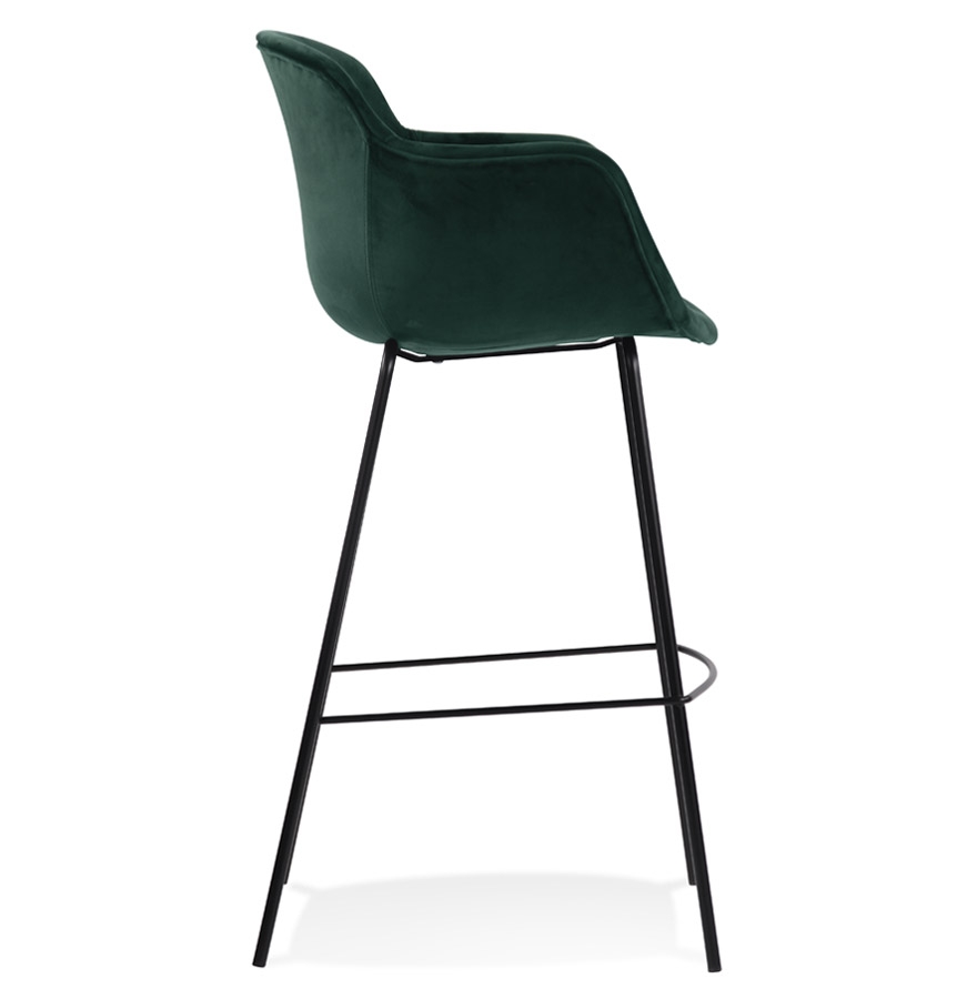 Kokoon Design Bar Stool With Armrests 'LARISSA' In Green Velvet