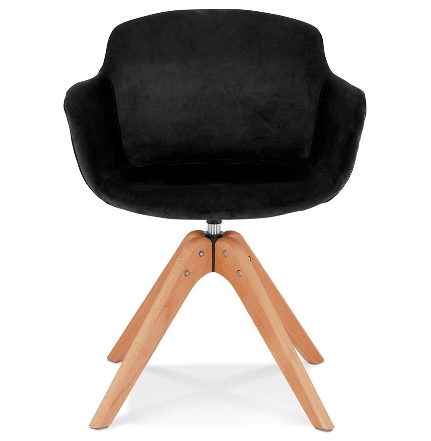 Kokoon Design BERNI' Chair With Armrests In Black Velvet And Natural Wood Legs