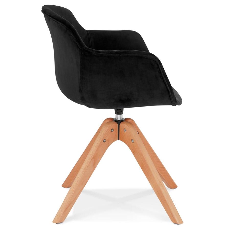 Kokoon Design BERNI' Chair With Armrests In Black Velvet And Natural Wood Legs
