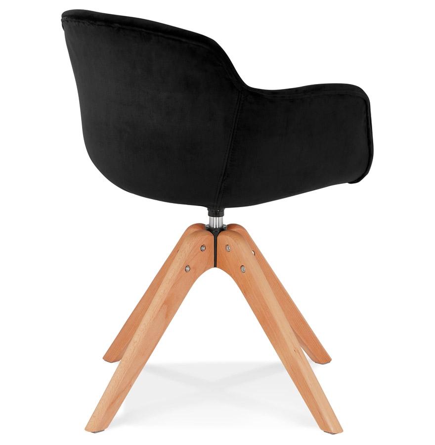 Kokoon Design BERNI' Chair With Armrests In Black Velvet And Natural Wood Legs