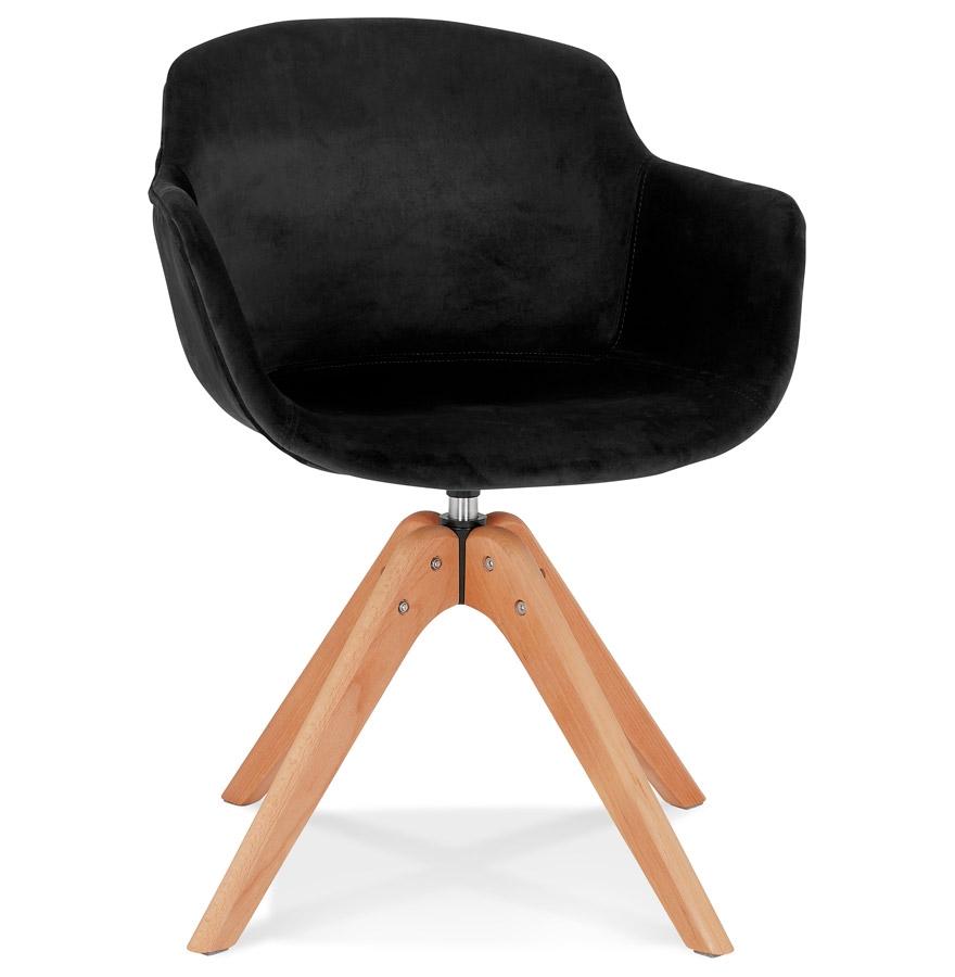 kokoon design BERNI' chair with armrests in black velvet and natural wood legs