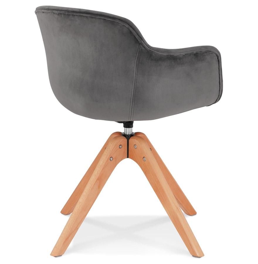 Kokoon Design BERNI' Chair With Armrests In Gray Velvet And Natural Wood Legs