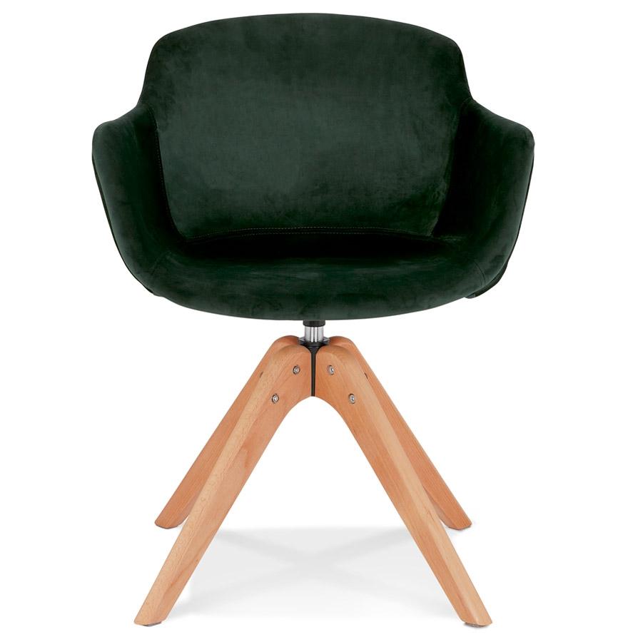 Kokoon Design BERNI' Chair With Armrests In Green Velvet And Natural Wood Legs