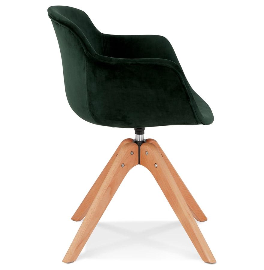 Kokoon Design BERNI' Chair With Armrests In Green Velvet And Natural Wood Legs