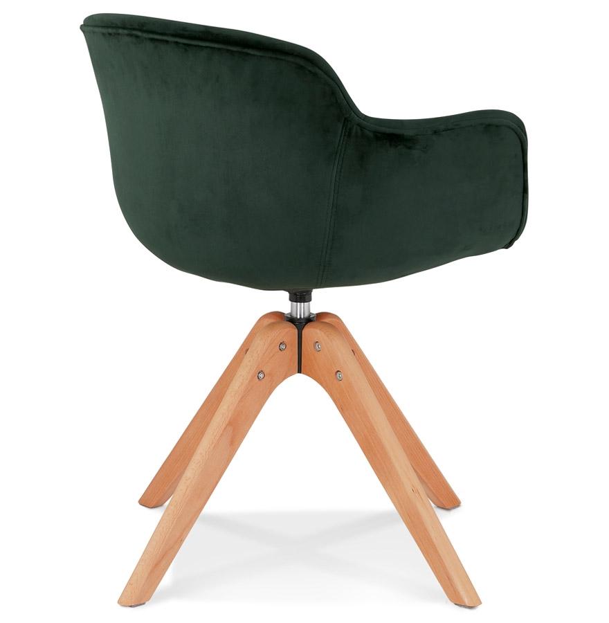 Kokoon Design BERNI' Chair With Armrests In Green Velvet And Natural Wood Legs