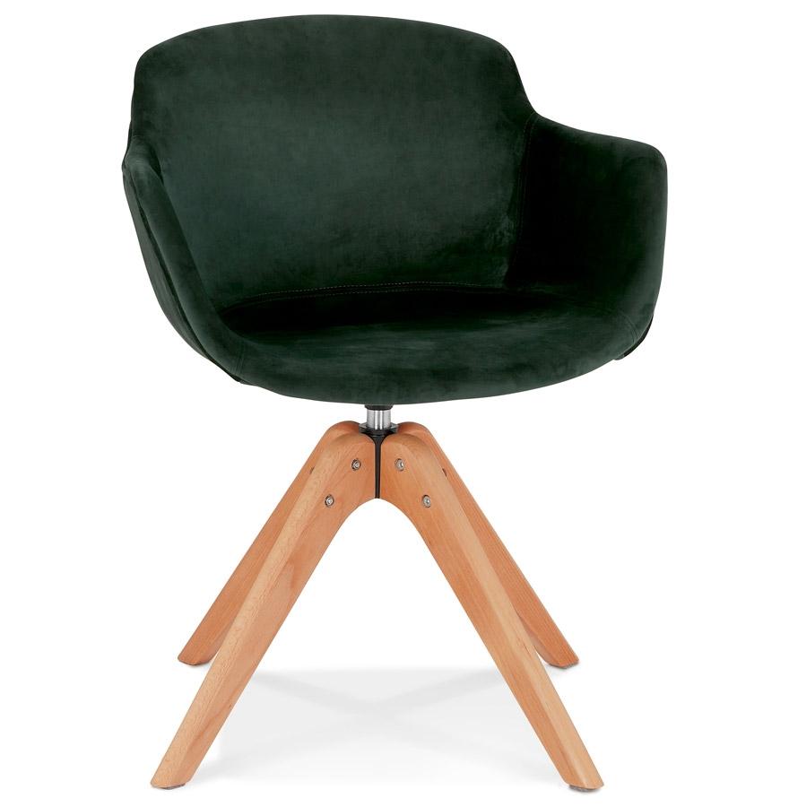 kokoon design BERNI' chair with armrests in green velvet and natural wood legs