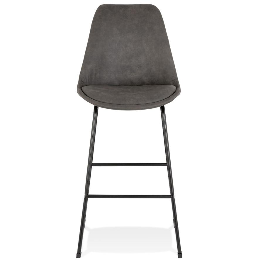Kokoon Design BIKI MINI' Mid-height Snack Stool In Gray Microfiber And Black Metal Legs