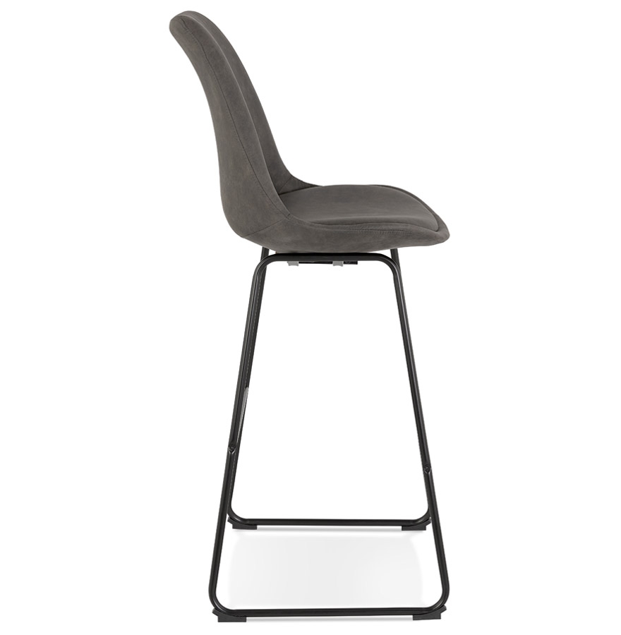 Kokoon Design BIKI MINI' Mid-height Snack Stool In Gray Microfiber And Black Metal Legs