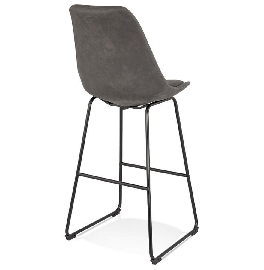 Kokoon Design BIKI MINI' Mid-height Snack Stool In Gray Microfiber And Black Metal Legs